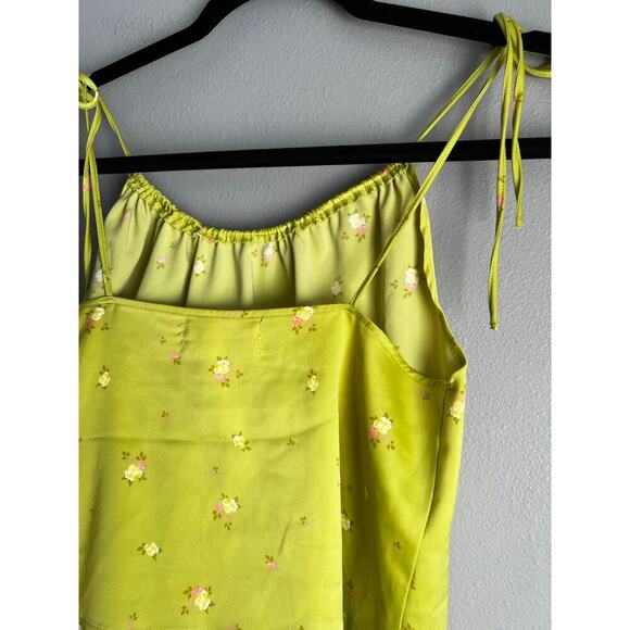 Urban Outfitters Women’s Sleeveless Green Floral Tank Tie Strap Size Small - Picture 7 of 7